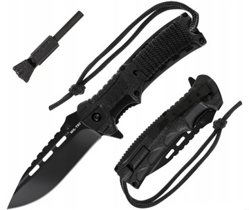 Тактичний складаний ніж Mil-Tec Clip Point Paracord Black з трутом