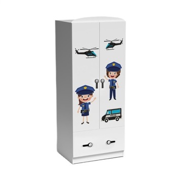 Детский двухдверный шкаф с полицейской тематикой