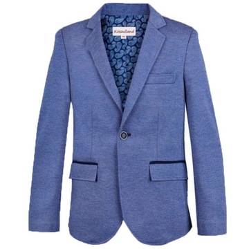 Піджак для хлопчиків на комуні елегантний джинсовий з темно-синьою сорочкою 164
