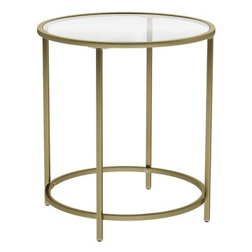 Журнальный столик круглый злотый стеклянный стол art deco glamour