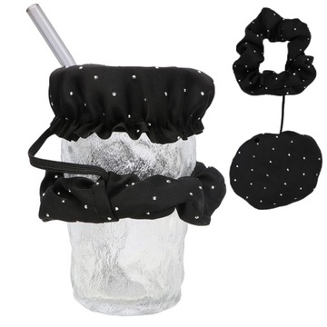 ЧОРНИЙ З ГУМОЮ ДЛЯ ВОЛОССЯ SCRUNCHIE COVERCUP NIGHTCAP COVER DRINK CUP 2IN1