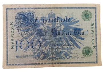 Старая коллекционная банкнота Германия 100 марок 1908