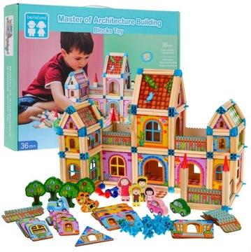 Деревянные строительные блоки для детей 3 + Цвет