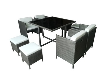 Набор мебели для стола CRISTALLO серый + пуфы