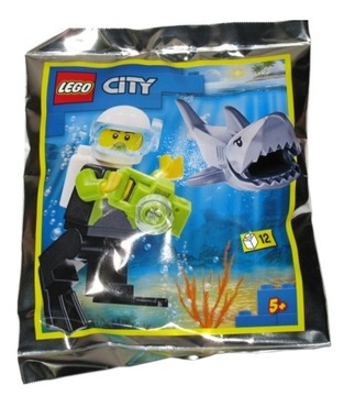 LEGO City Minifigure Polybag-Scuba Diver and Shark #2 #952019