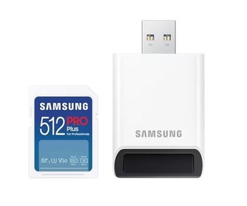 SAMSUNG PRO PLUS 512GB SD КАРТА ПАМЯТИ + MB-SD512SB/WW РИДЕР