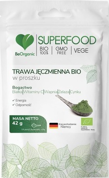 BeOrganic BIO порошок травы ячменя 42 г