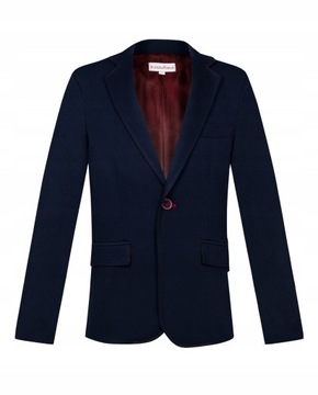 Пиджак для мальчиков на коммуне элегантный темно-синий с красной рубашкой 176