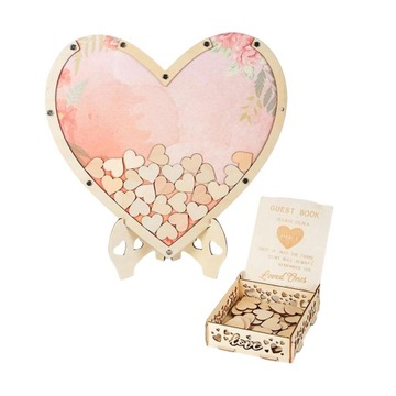 Альтернативная свадебная гостевая книга, с 80 деревянными знаками в форме сердца, в форме розового сердца