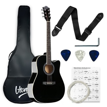 Акустична гітара 4/4 V-TONE AG TWO BK + щиколотки, ремінець, чохол, струни