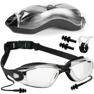 Очки для плавания, очки для плавания, легкая застежка для бассейна, анти-туман + чехол