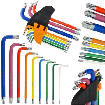 Набор шестигранных ключей Allen TORX T10-T50 красочные 9 шт