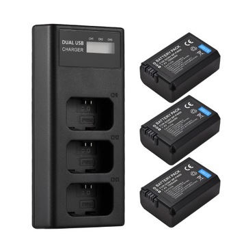 NP - Fw50 Battery Charger 3-Slot Charger with LED