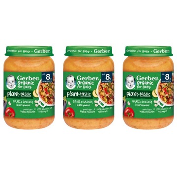 GERBER ORGANIC PLANT-ВКУСНОЕ ТУШЕНОЕ МЯСО С ЦУККИНИ И ВОЙНОЙ