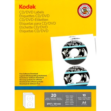 Етикетки для CD / DVD KODAK з матовою обробкою 20шт.
