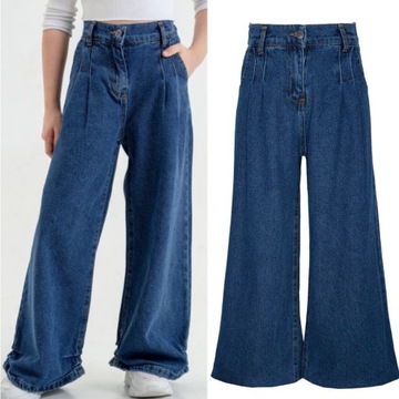Широкие свободные джинсы джинсовые брюки модные мягкие синие 158