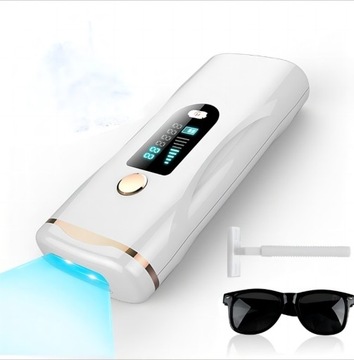 Мощный IPL лазерный эпилятор для удаления волос на теле + очки + бритва