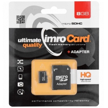 Карта памяти imro microSDHC 8GB micro SD адаптер