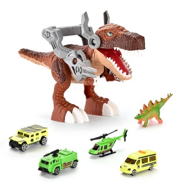 Атакующий динозавр для захвата автомобилей + игрушечные машинки