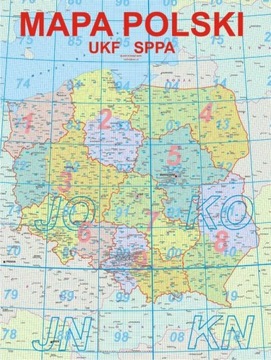 Польська карта з орендарями та округами 68 x 48cm