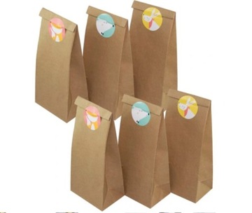 Пасхальные бумажные пакеты для конфет 24 шт.пряжки наклейки