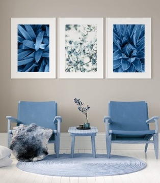 Набор плакатов синий цветы небесно-голубой 30x40 см