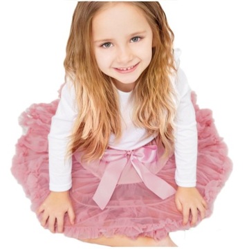 Розовая тюлевая юбка с оборками пышная с бантом р. 98-104