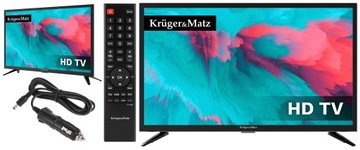 Телевизор 24 ' HD LED KRUGER & MATZ 230 / 12В DVB-T2 автобус кемпер яхта + адаптер питания