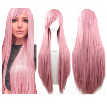 Жіночий перуку рожевий з чубчиком Синтетичні перуки жіночі волосся косплей