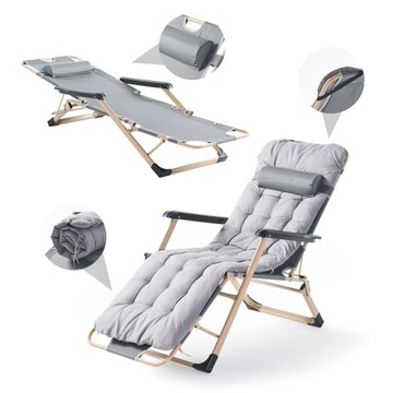 Відкритий шезлонг пляж складаний з подушкою крісло сад стілець меблі