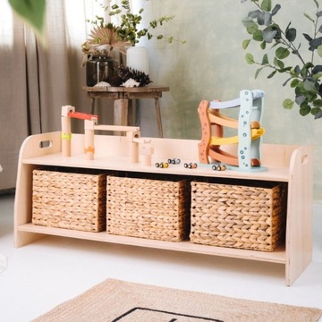 ДЕРЕВЯННЫЙ КНИЖНЫЙ ШКАФ МОНТЕССОРИ НИЗКИЙ XL