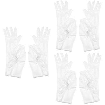 Білі шовкові рукавички жіночі весільні рукавички 3 пари