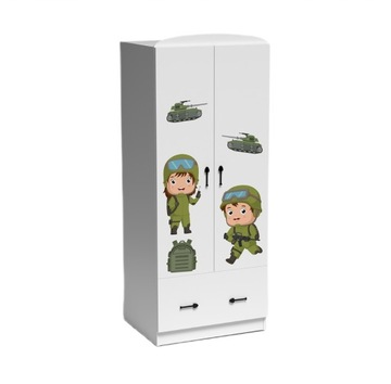 Детский двухдверный шкаф с военной тематикой