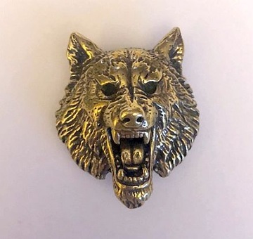 Волк голова значок эмблема 3D для винта латунь