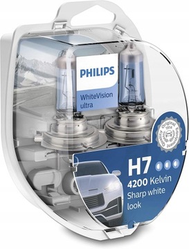 Лампи Philips White Vision Ultra H7 4200K + W5W