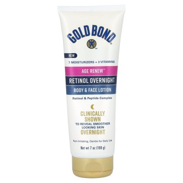 Gold Bond, Age Renew, Retinol Overnight Body & Face Lotion, 7 унцій (198 г)