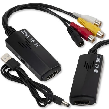 Видео и аудио конвертер с HDMI в AV 3x cinch RCA (женский) переходник