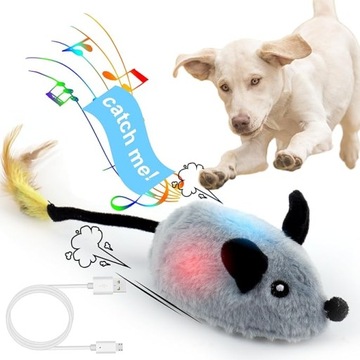 Іграшки для собак миша, що біжать миші пищать іграшки для собак з підсвічуванням і функцією автоматичного обертання