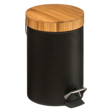Корзина для ванной комнаты современный бамбук металл черный ЭКО