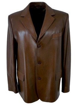 Пиджак мужской кожаный 52 элегантный коричневый новый