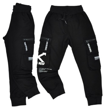 Спортивные штаны для мальчиков черные брюки-карго r. 140 / 146 см