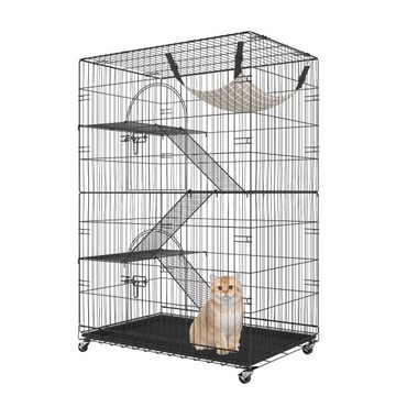 Большая клетка для кошек с 1 гамаком и 3 лестницами