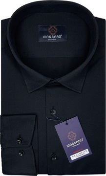 Элегантная формальная черная однотонная мужская рубашка из лайкры премиум-класса Regular-fit