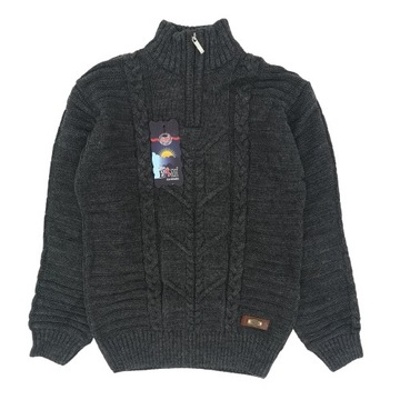 елегантний теплий светр для хлопчиків темно-сірий графіт 140 шерсть 30%