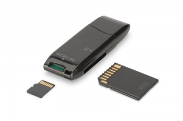 Digitus кардридер 2-портовый USB 2.0 SD microSD