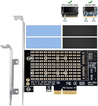 Двойной М. 2 адаптер PCIe 6 amLifestyle м2 NGFF-SSD и NVMe-SSD для PCI-e 3.0