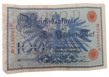 Старая коллекционная банкнота Германия 100 марок 1908