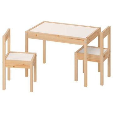 IKEA LATT детский стол и 2 стула белая сосна