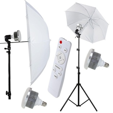 2x парасолька 84 см + 100 Вт LED з пультом дистанційного керування штативи