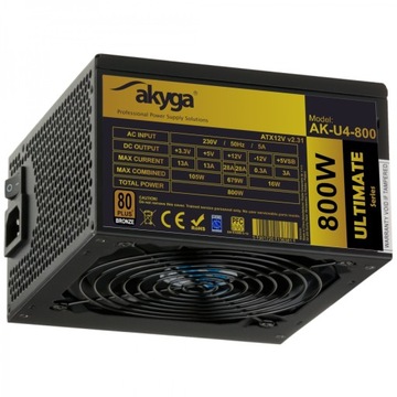 Блок питания ATX 800w Akyga AK-U4-800 6xSATA MOLEX 80+